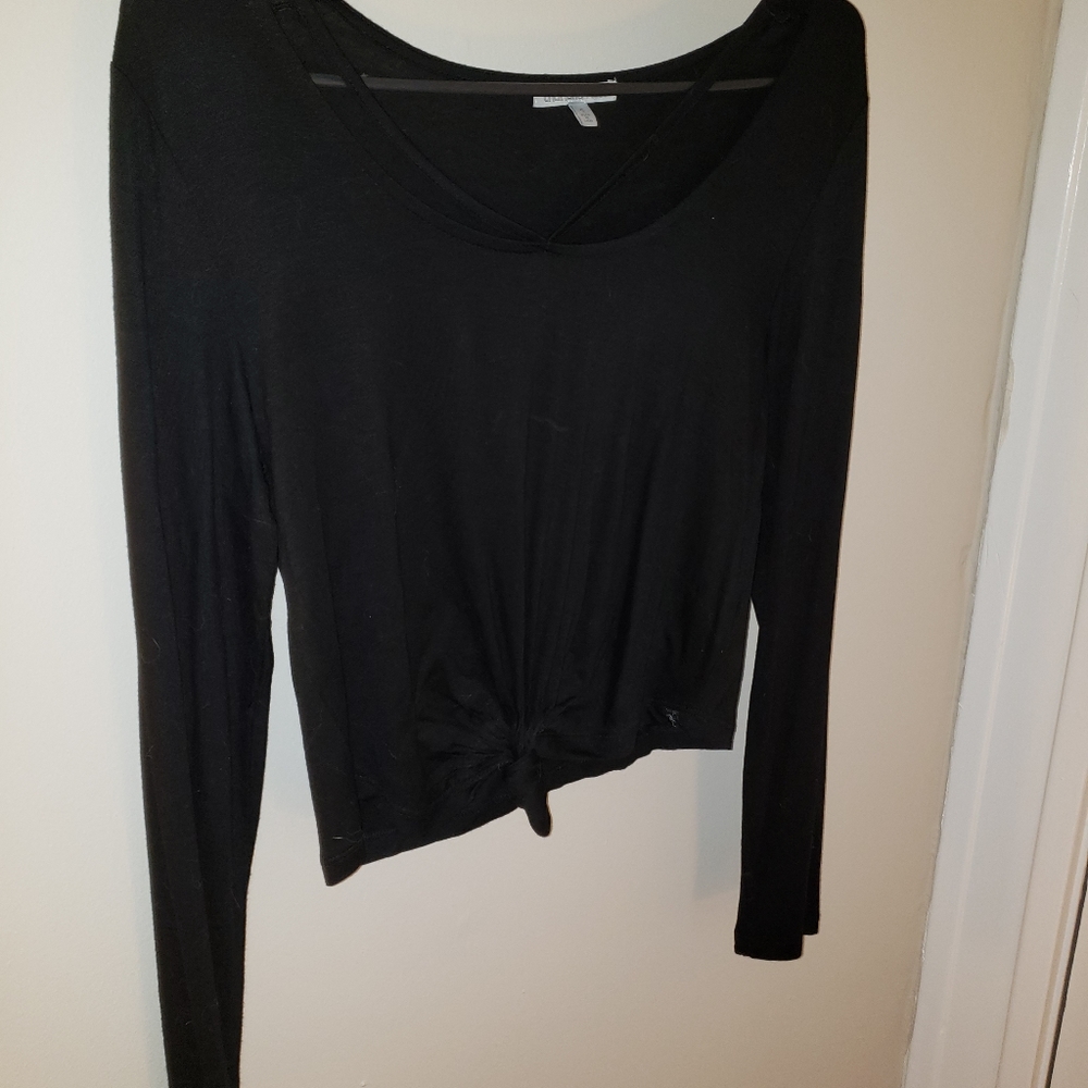 Tie front crop top BLACK Size S Charlotte Russe